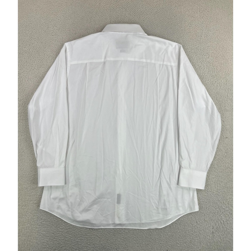 David Donahue Mens 17.5 32/33 White Solid Slim Fit Cotton Dress Shirt - Picture 2 of 8